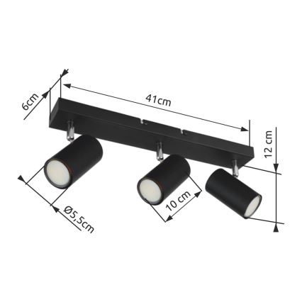 Globo - Faretto 3xGU10/35W/230V nero