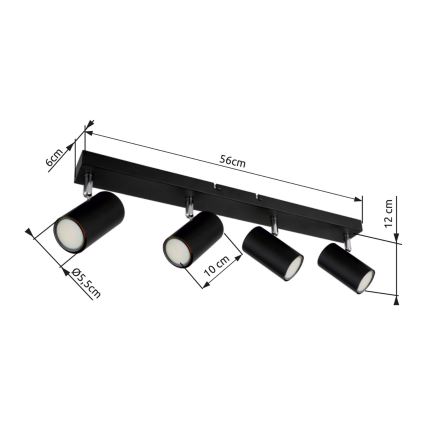 Globo - Faretto 4xGU10/35W/230V nero