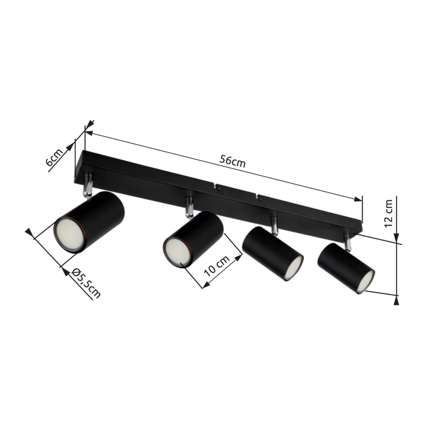 Globo - Faretto 4xGU10/35W/230V nero