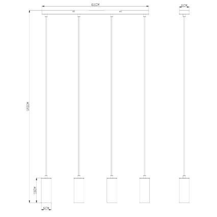 Globo - Lampadario a sospensione con filo 4xGU10/35W/230V nero