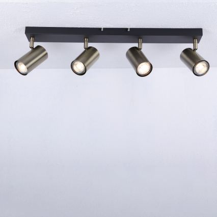 Globo - Faretto 4xGU10/35W/230V nero/ottone