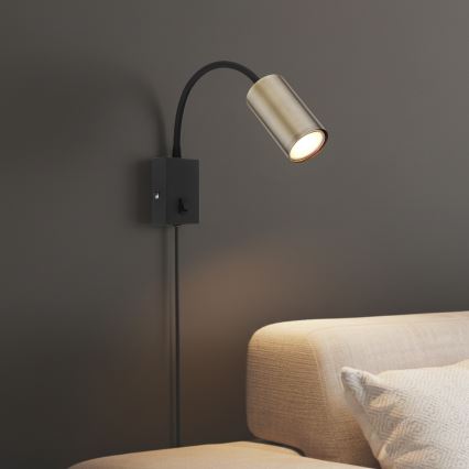 Globo - Lampada da parete flessibile 1xGU10/25W/230V nero/ottone