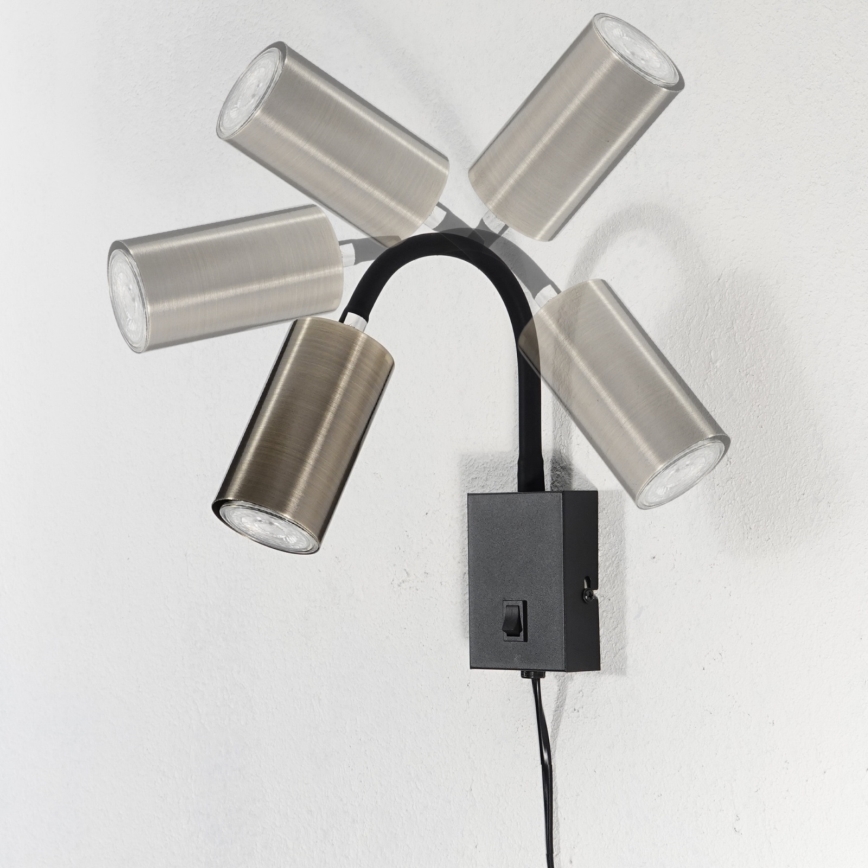 Globo - Lampada da parete flessibile 1xGU10/25W/230V nero/ottone