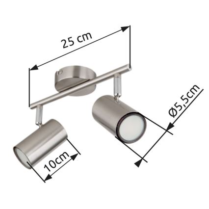 Globo - Faretto 2xGU10/25W/230V cromo opaco