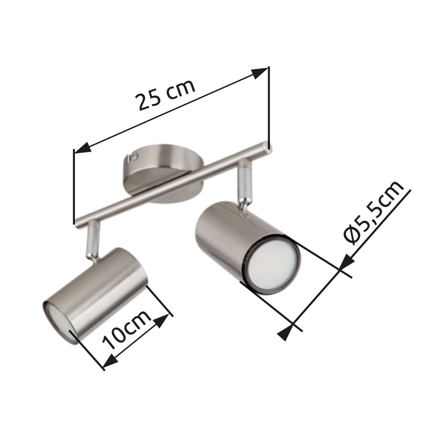 Globo - Faretto 2xGU10/25W/230V cromo opaco