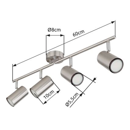 Globo - Faretto 4xGU10/25W/230V cromo opaco