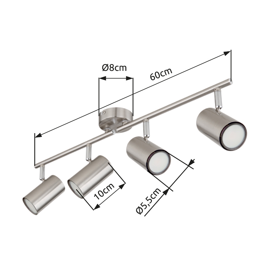 Globo - Faretto 4xGU10/25W/230V cromo opaco