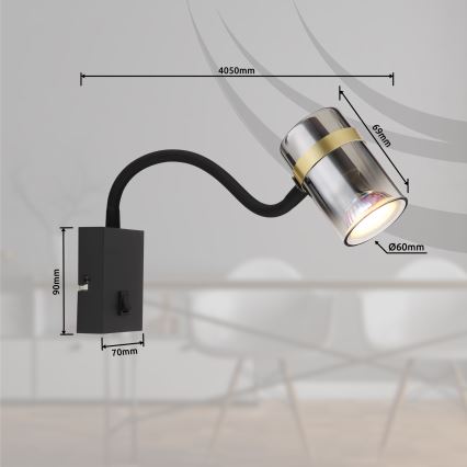 Globo - Lampada flessibile da muro 1xGU10/8W/230V