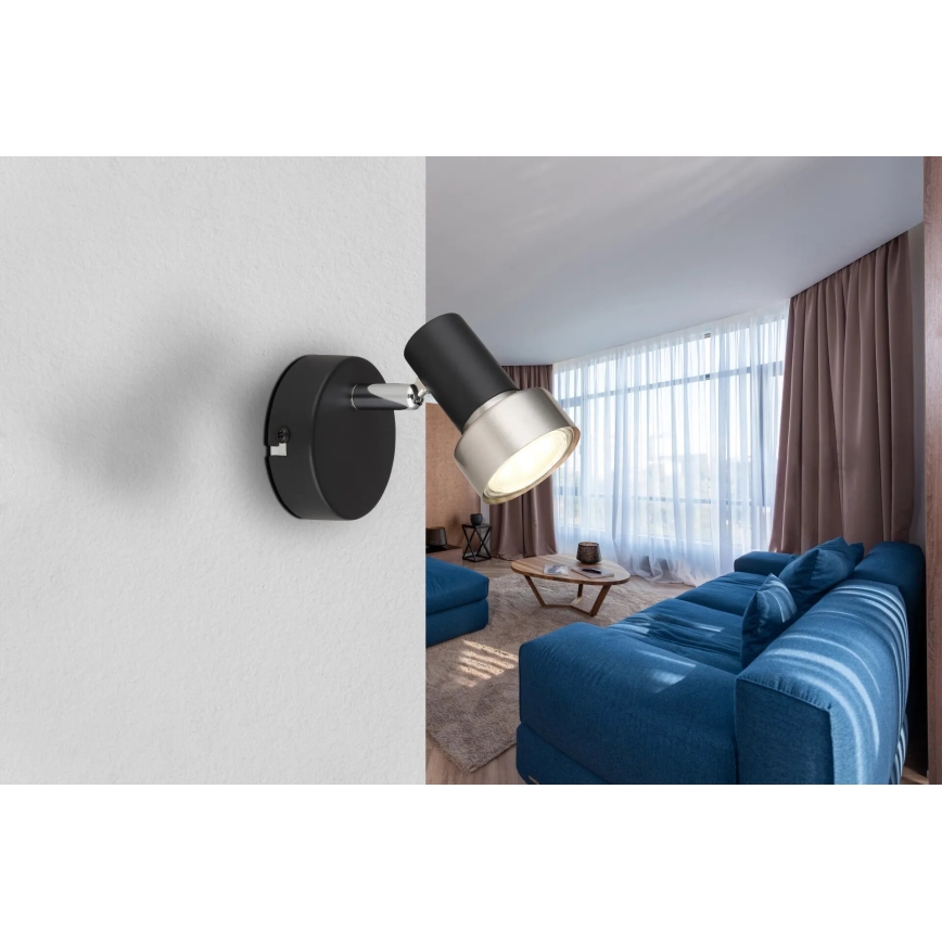 Globo - Faretto da parete 1xGU10/25W/230V nero/argento