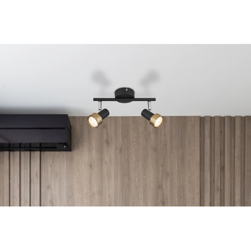 Globo - Faretto  2xGU10/25W/230V nero/oro