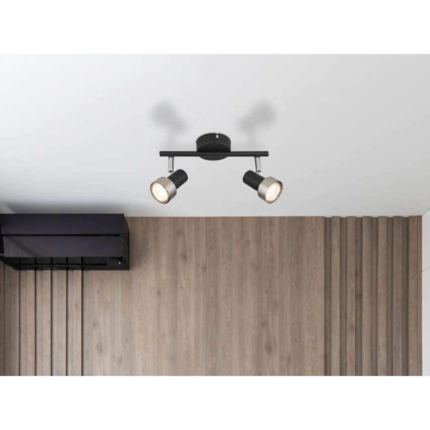 Globo - Faretto  2xGU10/25W/230V nero/argento