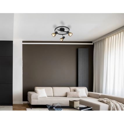 Globo - Faretto  3xGU10/25W/230V nero/oro
