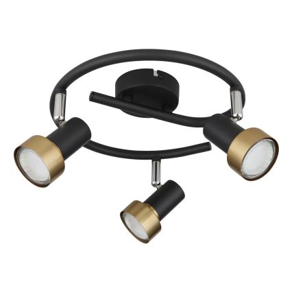 Globo - Faretto  3xGU10/25W/230V nero/oro