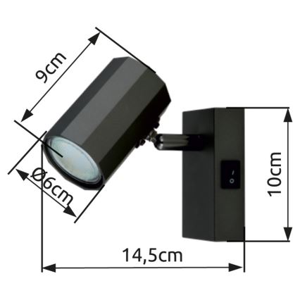 Globo - Faretto da parete 1xGU10/25W/230V nero