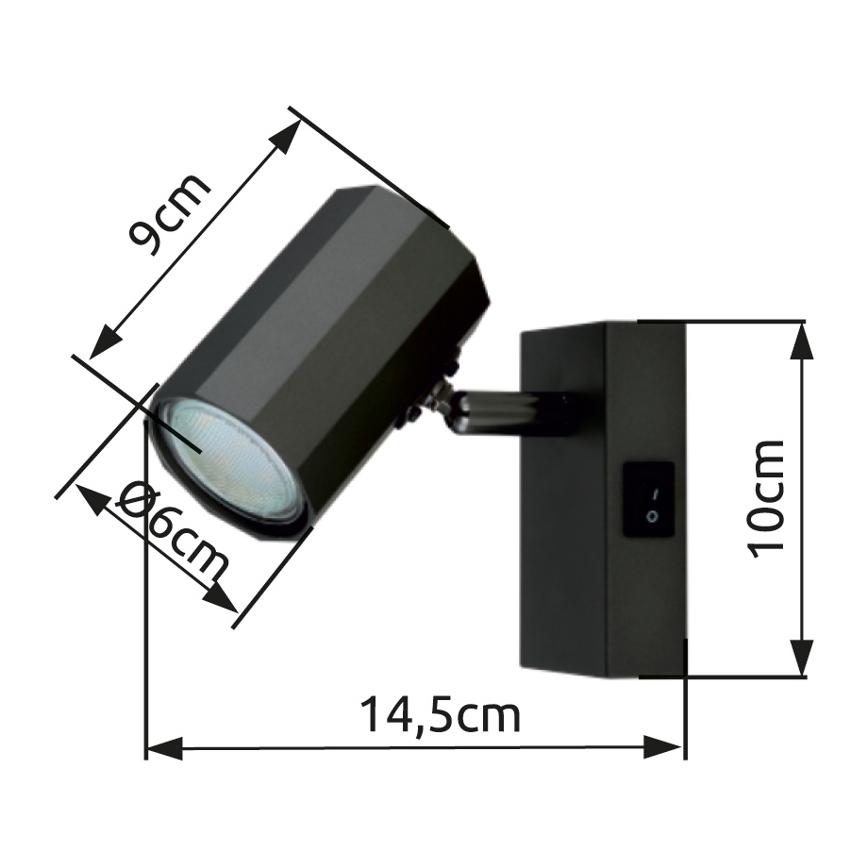 Globo - Faretto da parete 1xGU10/25W/230V nero