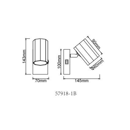 Globo - Faretto da parete 1xGU10/25W/230V nero