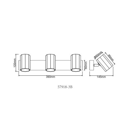 Globo - Faretto 3xGU10/25W/230V nero