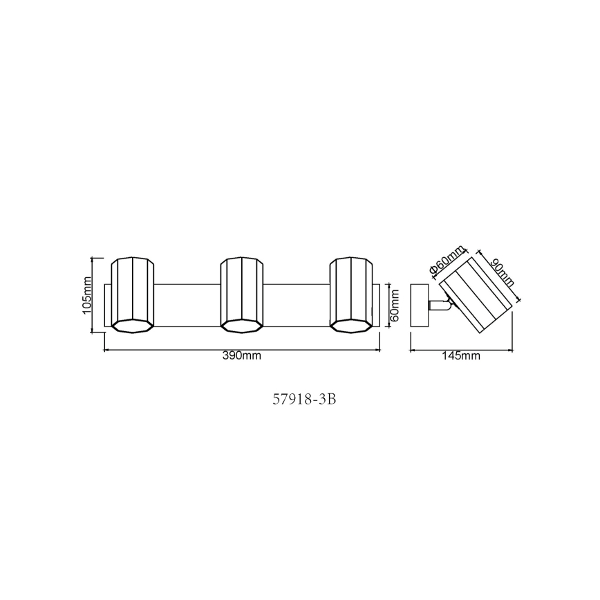 Globo - Faretto 3xGU10/25W/230V nero