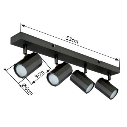Globo - Faretto 4xGU10/25W/230V nero