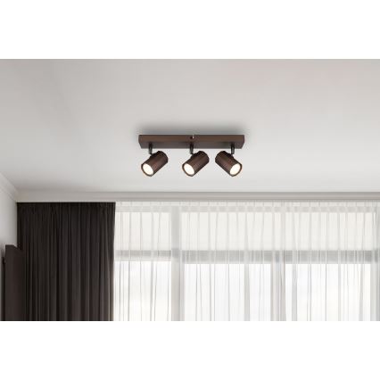 Globo - Faretto 3xGU10/25W/230V marrone