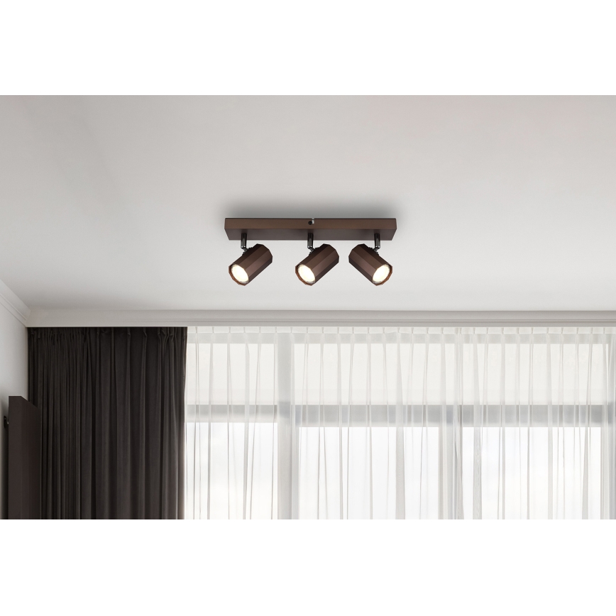 Globo - Faretto 3xGU10/25W/230V marrone