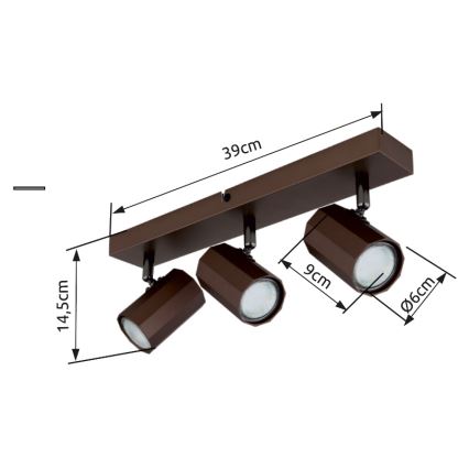 Globo - Faretto 3xGU10/25W/230V marrone