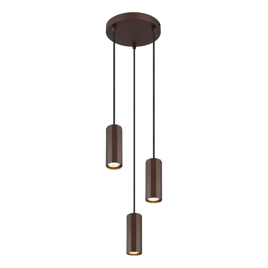 Globo - Lampadario a sospensione con filo 3xGU10/25W/230V marrone