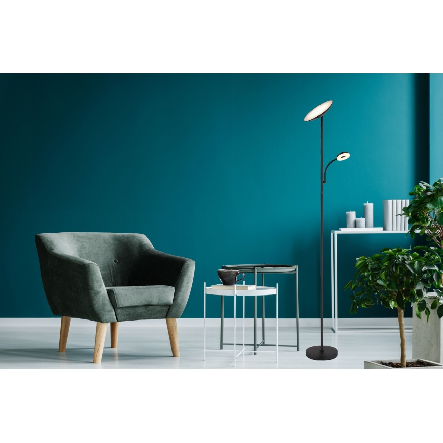 Globo - Lampada da terra dimmerabile a LED LED/20W/230V+ LED/5W 3000/4000/6500K nero