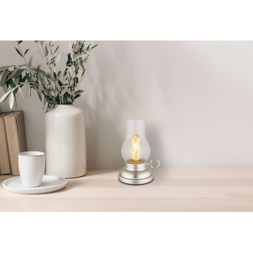Globo - LED Lampada da tavolo touch ricaricabile e dimmerabile LED/1W/3,7V 1200 mAh cromo opaco