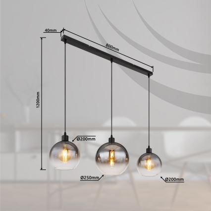 Globo - Lampadario sospeso a cavo 3xE27/60W/230V