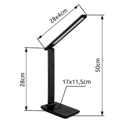 Globo - LED Lampada da tavolo dimmerabile con funzione Touch LED/5W/230V 2700/4000/6500K nero
