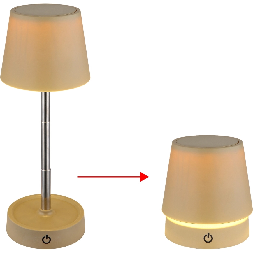 Globo - Lampada da tavolo ricaricabile a LED dimmerabile con controllo touch, 1,2 W / 3 V, 1200 mAh