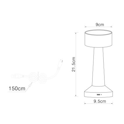 Globo - Lampada da tavolo LED dimmerabile con funzione Touch LED/1W/3,7V 2700K/4000K/6500K 800 mAh USB oro