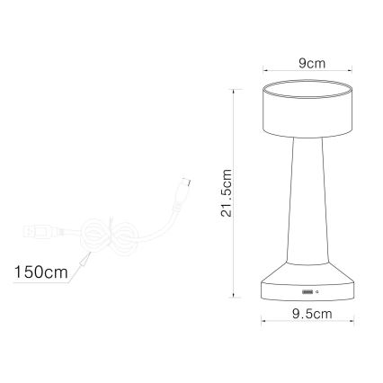 Globo - Lampada da tavolo LED dimmerabile con touch LED/1W/3,7V 2700K/4000K/6500K 800 mAh USB cromo opaco