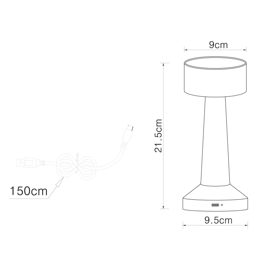 Globo - Lampada da tavolo LED dimmerabile con touch LED/1W/3,7V 2700K/4000K/6500K 800 mAh USB cromo opaco