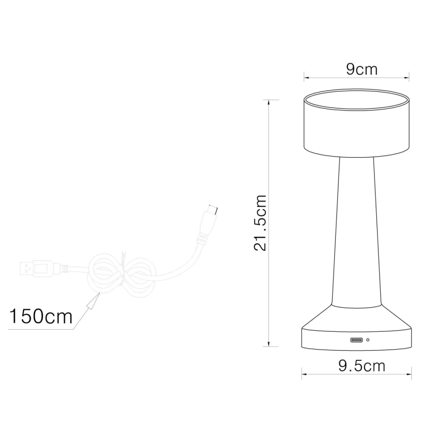 Globo - Lampada da tavolo LED dimmerabile con funzione Touch LED/1W/3,7V 2700K/4000K/6500K 800 mAh USB nero