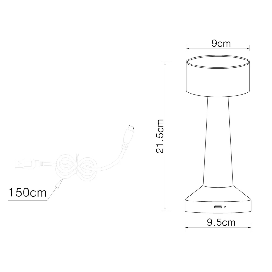 Globo - Lampada da tavolo LED dimmerabile con touch LED/1W/3,7V 2700K/4000K/6500K 800 mAh USB bianca