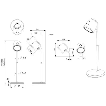 Globo - Lampada da tavolo LED dimmerabile con funzione Touch 4in1 LED/6W/3,7V 3000K/4000K/6500K 1500 mAh USB nero