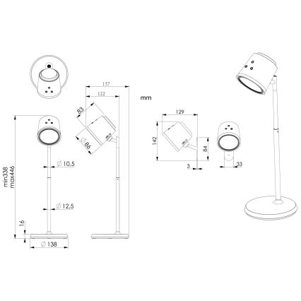 Globo - Lampada da tavolo LED dimmerabile con funzione Touch 4in1 LED/6W/3,7V 3000K/4000K/6500K 1500 mAh USB bianco