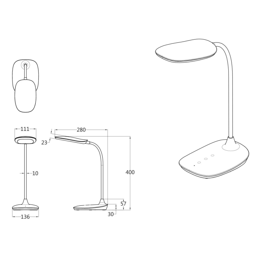 Globo - Lampada da tavolo LED dimmerabile con funzione Touch LED/9W/230V 3000K/4000K/6500K CRI 90 nero
