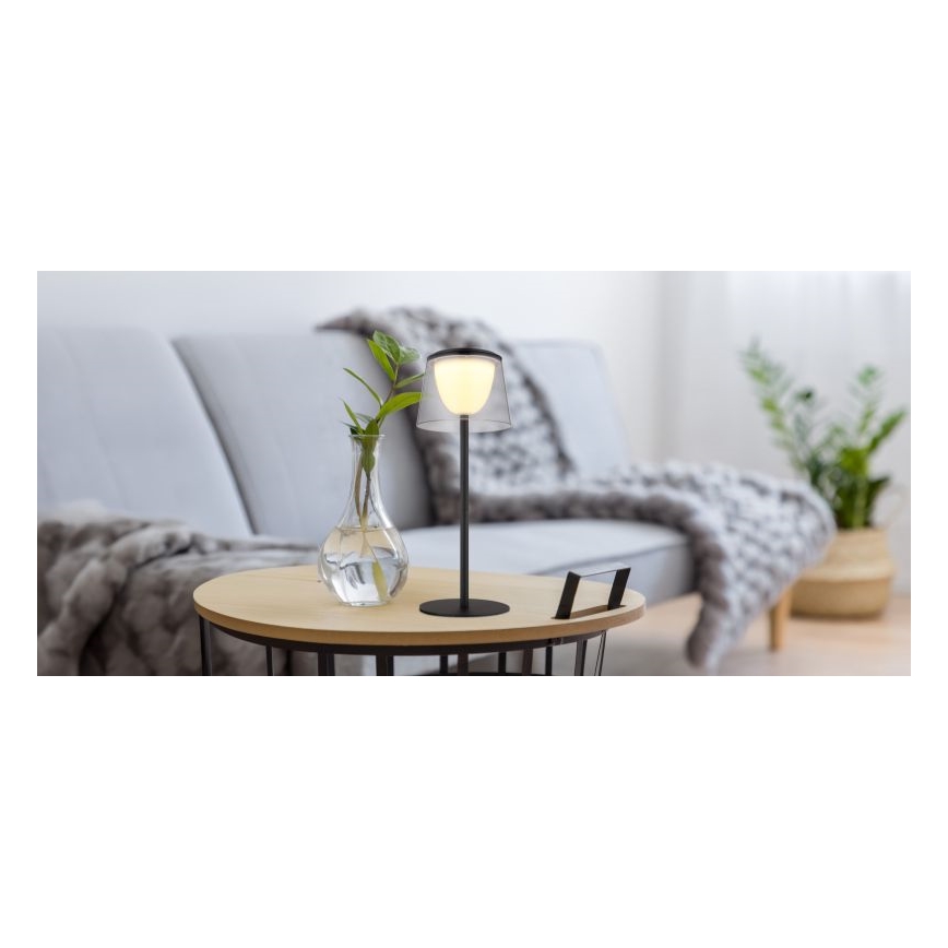 Globo - LED Lampada da tavolo da esterno touch dimmerabile LED/1,8W/5V IP44 1800 mAh nero/smoky