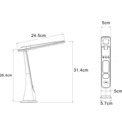 Globo - Lampada da tavolo ricaricabile dimmerabile a LED con controllo touch LED/2W/5V 3000/4000/5000K 1800 mAh