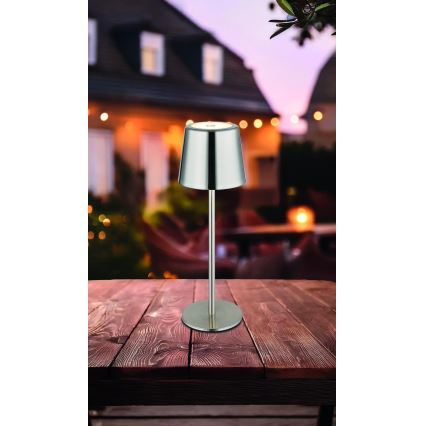Globo - Lampada da tavolo ricaricabile a LED dimmerabile touch 2W/3,7V 3000/4000/6000K 2200 mAh cromo lucido