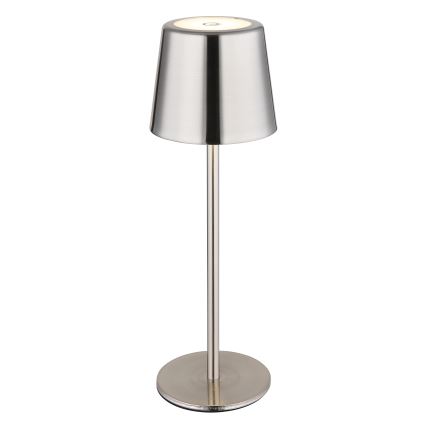 Globo - Lampada da tavolo ricaricabile a LED dimmerabile touch 2W/3,7V 3000/4000/6000K 2200 mAh cromo lucido