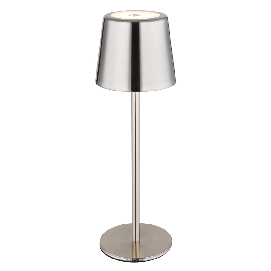 Globo - Lampada da tavolo ricaricabile a LED dimmerabile touch 2W/3,7V 3000/4000/6000K 2200 mAh cromo lucido