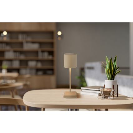 Globo - Lampada da tavolo ricaricabile dimmerabile a sfioramento LED 1,5W/5V, 2200 mAh, beige