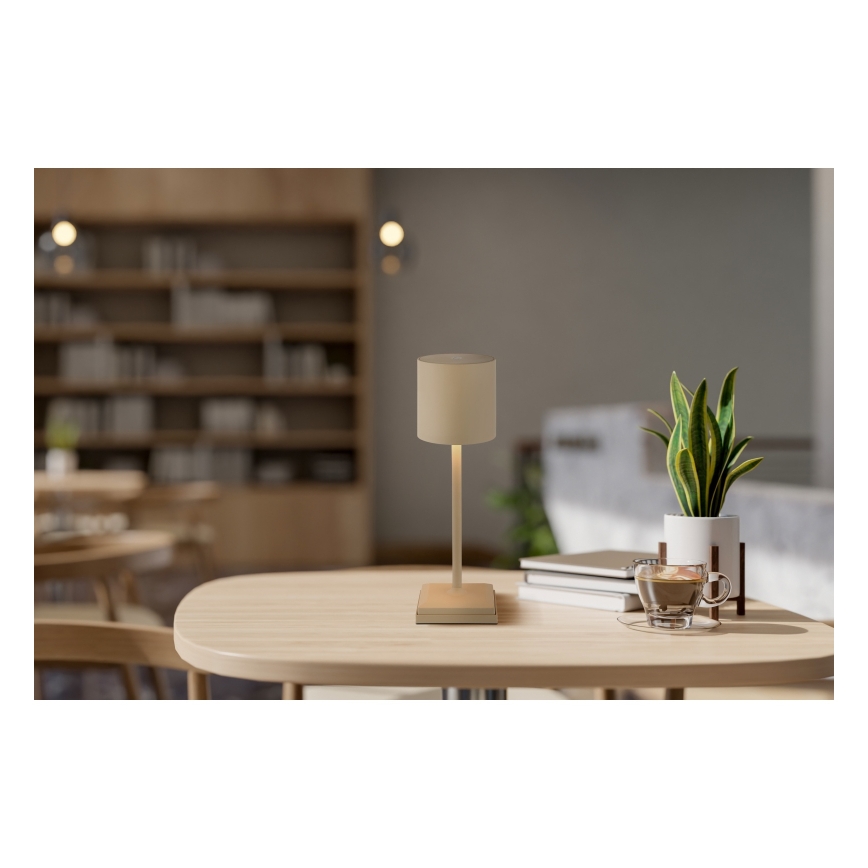 Globo - Lampada da tavolo ricaricabile dimmerabile a sfioramento LED 1,5W/5V, 2200 mAh, beige