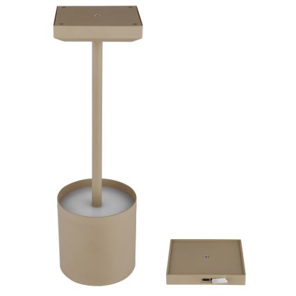 Globo - Lampada da tavolo ricaricabile dimmerabile a sfioramento LED 1,5W/5V, 2200 mAh, beige