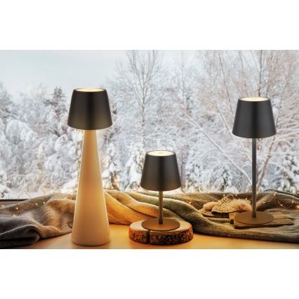 Globo - Lampada da tavolo ricaricabile per esterni 3 in 1 a LED, dimmerabile con controllo touch, 3W/5V, 3000/4000/5000K, IP54, 1800 mAh, nero