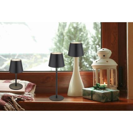 Globo - Lampada da tavolo ricaricabile per esterni 3 in 1 a LED, dimmerabile con controllo touch, 3W/5V, 3000/4000/5000K, IP54, 1800 mAh, nero